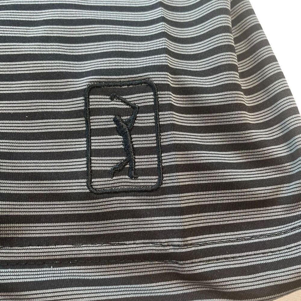 NWT PGA TOUR Mens Golf Shirt Black Stripe Polo Driflux Sunflux Motionflux 2XL - Picture 4 of 12
